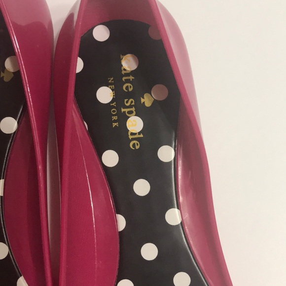 KATE SPADE PINK JELLY BALLERINA FLATS w Bow [SH-7] - Picture 5 of 7